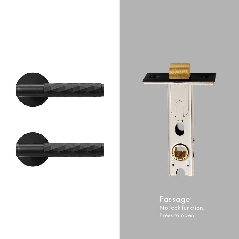 

Dooroom Brass Hammered Door Lock Set Interior Bedroom Bathroom Double Wood Door Lever Set Dummy Privacy Passage Key Escutcheon
