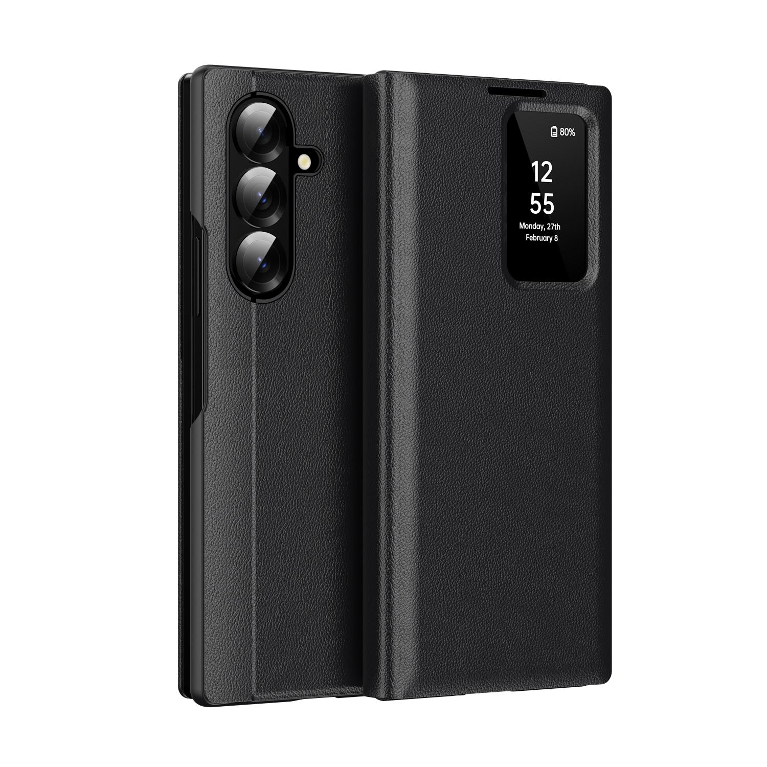 Smart Window S View Flip Case for Samsung GALAXY Z Fold 7 Wallet Stand Cover New чёрный