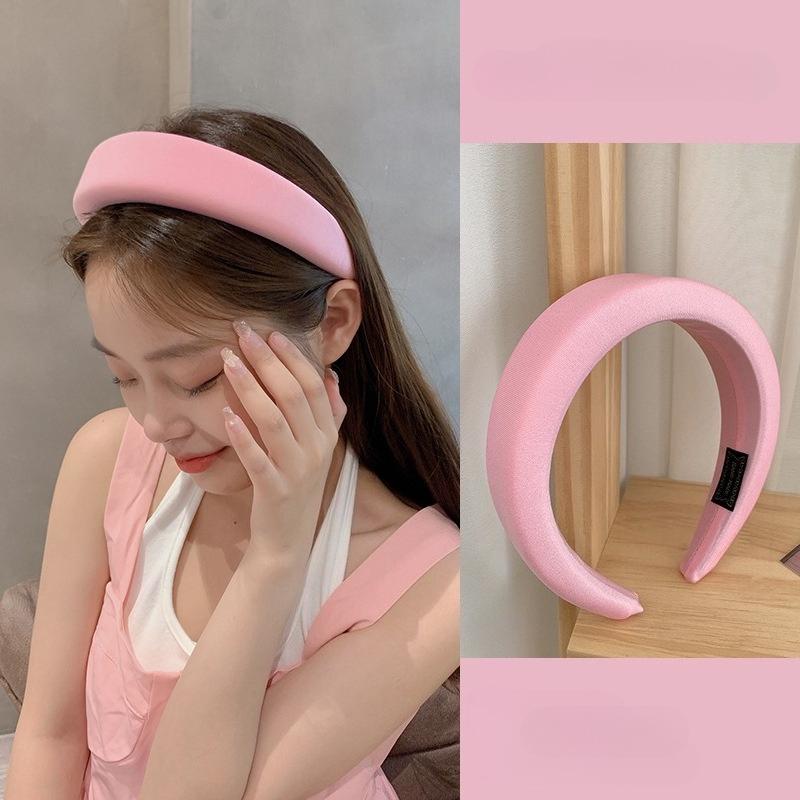 Candy-Colored Heightening Sponge Wide-Brimmed Headband Korean Version Candy-Colored Face Wash Hairband Women's Hair Accessories