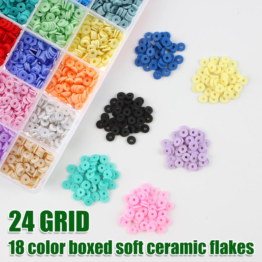 3600pcs Clay Beads Set 18 Color 6mm Flat Round Clay Beads DIY Letter Beads Kit Hand-made Clay Spacer Beads Jewelry Making Kit