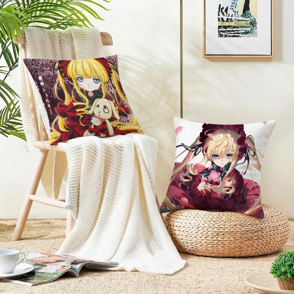 Anime RRozen MaidenS Cushion Cover Breathable and Skinfriendly Linen Pillowcase Square Removable and Washable Cushion