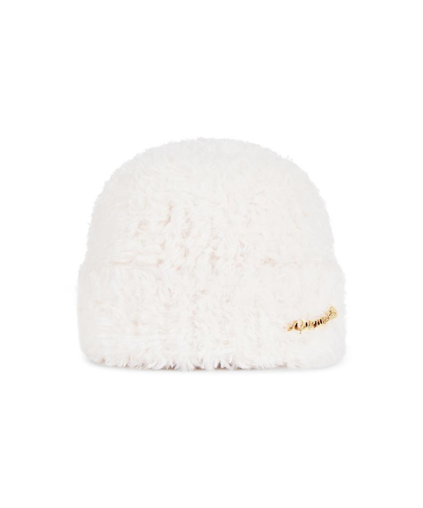 Bajal Safety Pin Fur Beanie Cream
