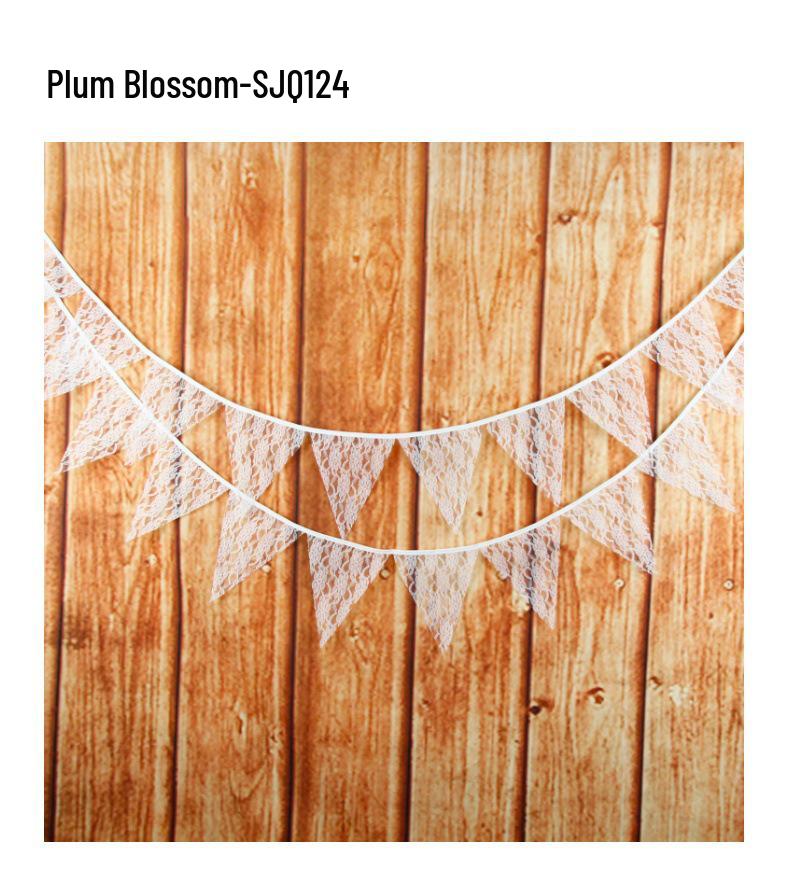 Avrupa Düğün & Parti Süslemeleri İçin Beyaz & Çok Renkli Çiçekli Dantel Üçgen Bayrak Süslemeleri