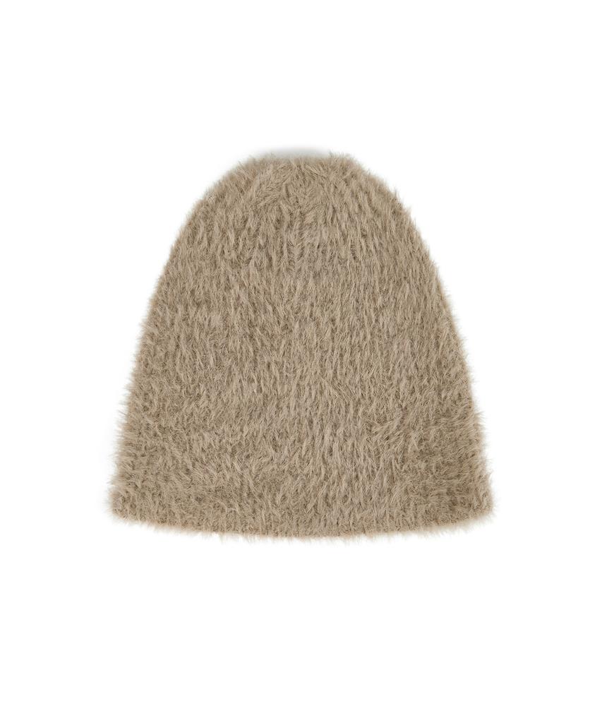 Bajal Va Brooch Soft Angora Beanie Camel