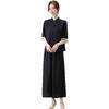 Summer Chinese-Style Short Sleeve Suit for Middle-Aged Women: Frog Button Top & Loose Wide-Leg Pants Set