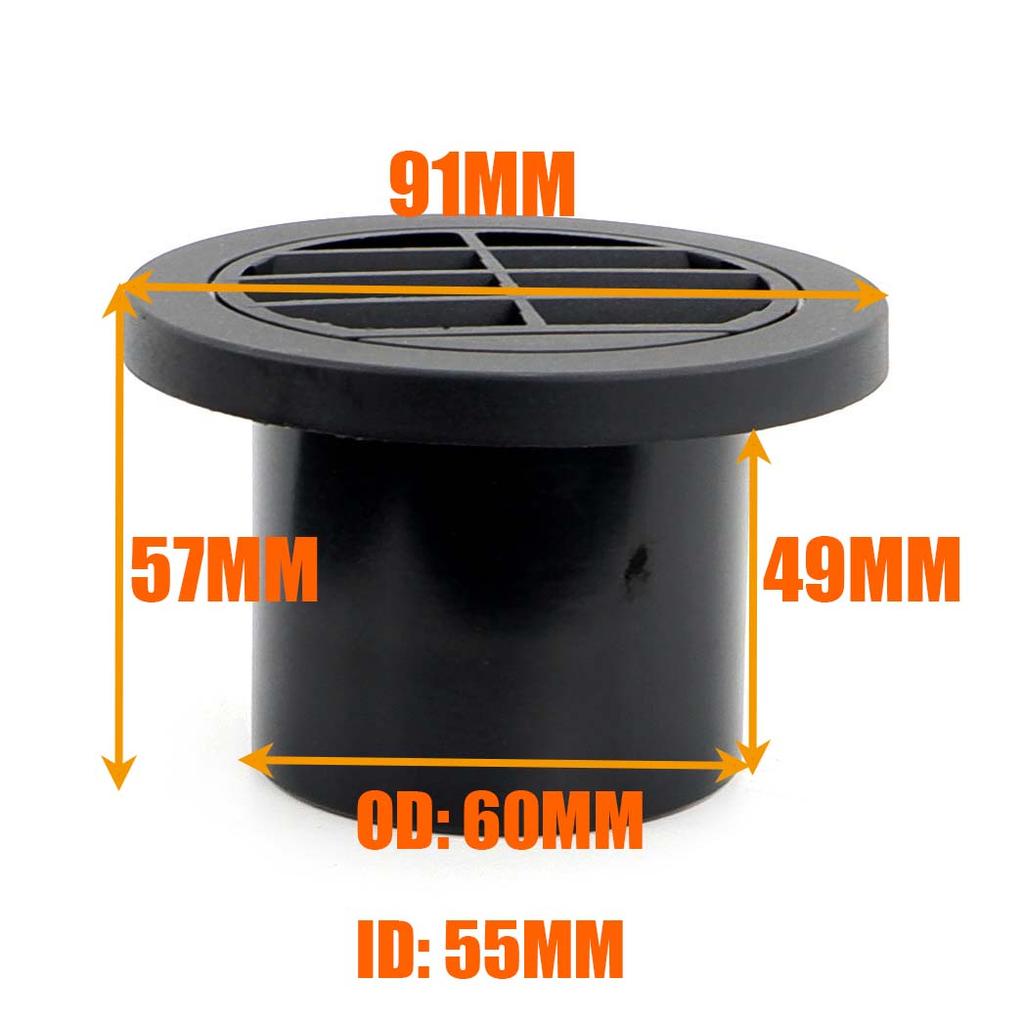 60mm / 75mm Diesel Heater Duct Ducting Air Vent Outlet Flat Round Rotatable Connector Black For Car Truck VAN Camper