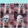 Female Latex Ghost Cosplay Mask With White Hair For Haunted Decorations House