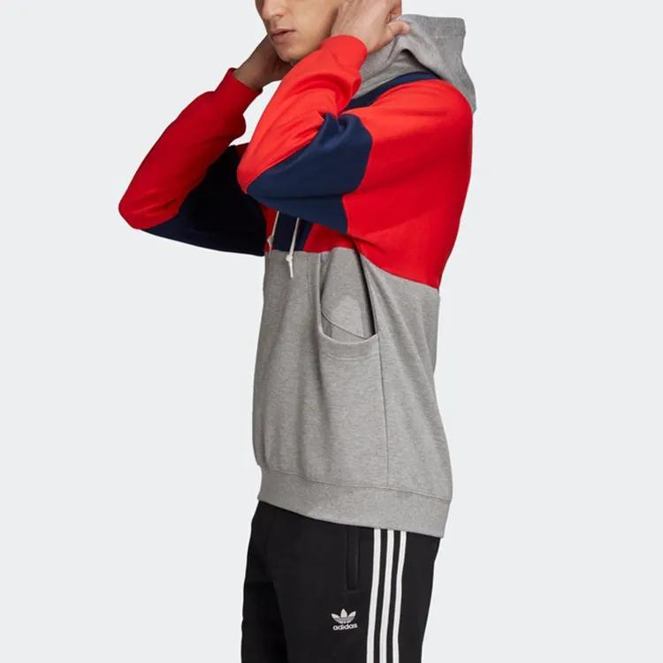 Adidas Originals Hoody Colorblock Sweatshirts Men's Gray Red Blue Hooded Moderate Regular (Unisex) Sweatshirts FM2207