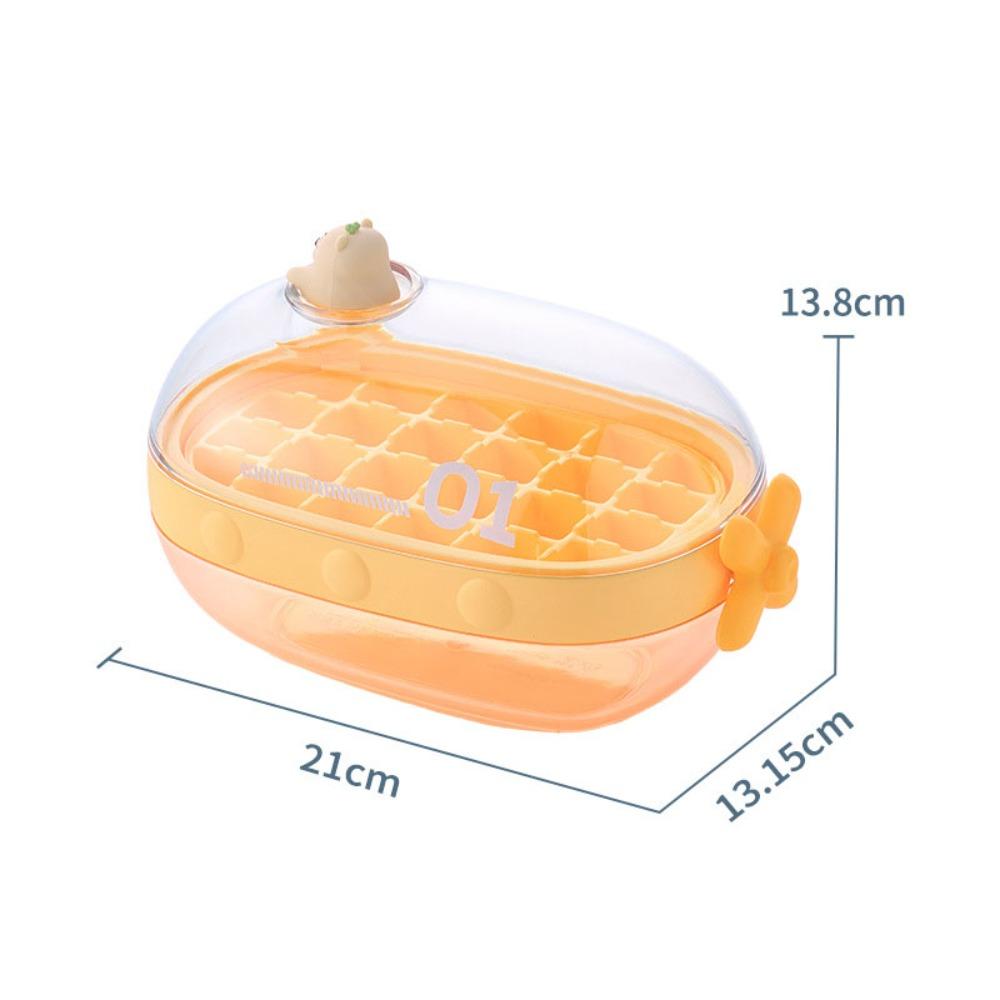 

Rotating Knob Release Ice Cube Tray Water Injection Ice Box Cute Ice Tray Mold жовтий