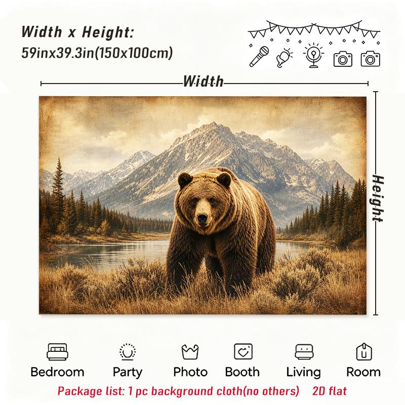 1Pc Horizontal Majestic Brown Tapestry Wall Hanging, Decorative Fabric Poster for Bedroom, Living Room, Dorm & Home Decor