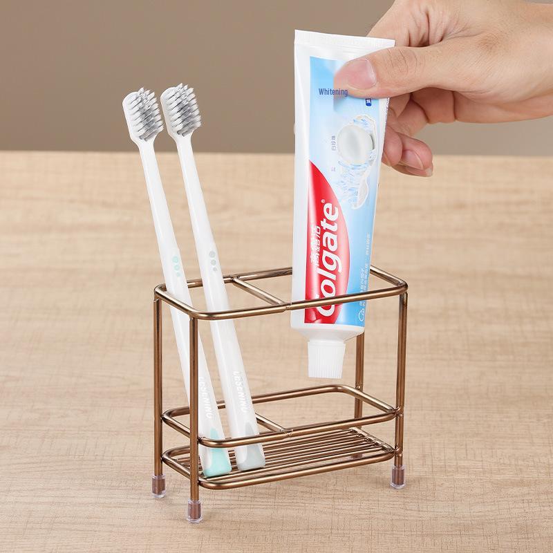Support Compact Brosse à Dents et Dentifrice en Acier Inoxydable - Étagère de Rangement pour Salle de Bain