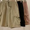 American Retro High Waisted Drawstring Quick Drying Work Pants for Women In Summer Thin Fit for Outerwear Sporty and Loose Wide Leg Shorts