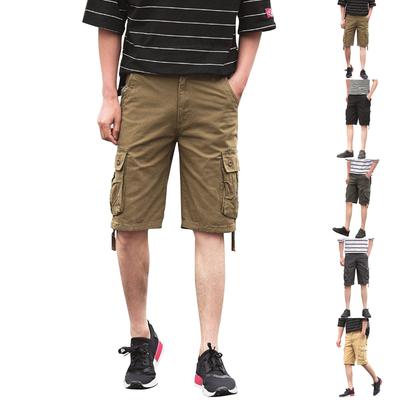 Summer Cargo Shorts, Three-quarter Length Pants For Men, Solid Color Casual Trendy Pants