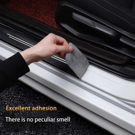 4x Carbon Fibre Leather Car Door Sill Protection Cover Sticker Trim Accessories