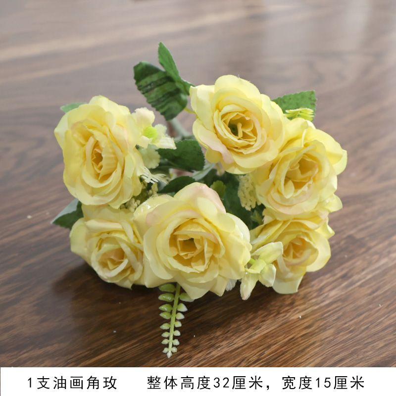 Single Stem Artificial Flower Rose For Indoor Decoration Silk Fabric Artificial Flowers For Room Decoration Small Bunch Of Plastic Flower Bouquets.