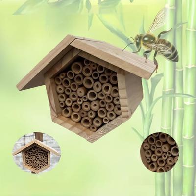 Bienenhotel Holz-Bienenstock Nistkasten Handgemacht Natürlicher Holz-Bienenstock für Gärten Veranden Rasen Außenbereiche Innenhöfe Balkone