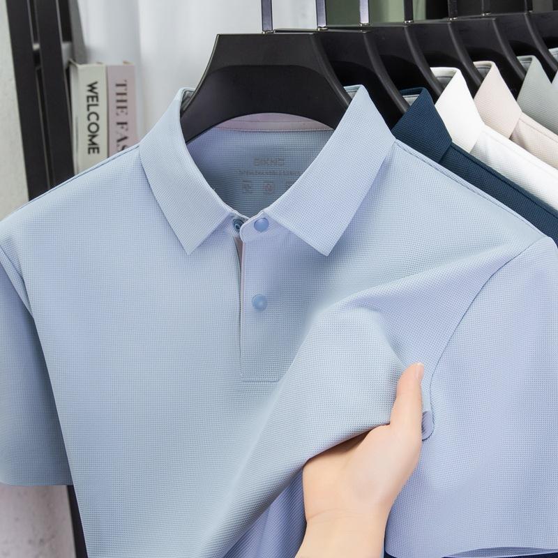 

Мужская футболка-поло с коротким рукавом, лацканом, повседневная, светодиодная, мужская одежда с быстрой сушкой M небесно-голубой