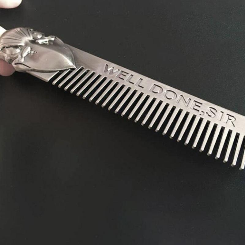 Premium Stainless Steel Beard Comb Fine Tooth Scalp Grooming Tool for Dandruff Removal Portable Men Hair Styling