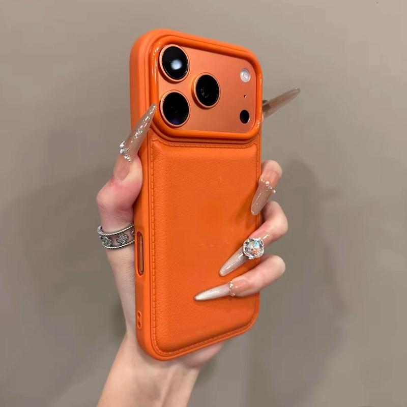 Luxury Drum Cortex Plain Phone Case For iPhone 17 16 15 14 13 11 12 Pro Max Plus 17 Air Shockproof Bumper Cases Cover