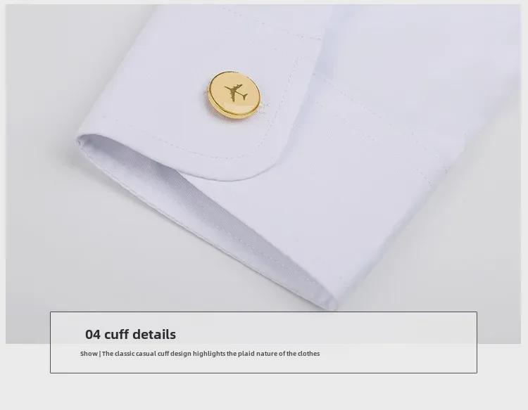 Navy Pilot Long-Sleeved Shirt: Unisex Flight Attendant & Captain Professional Attire