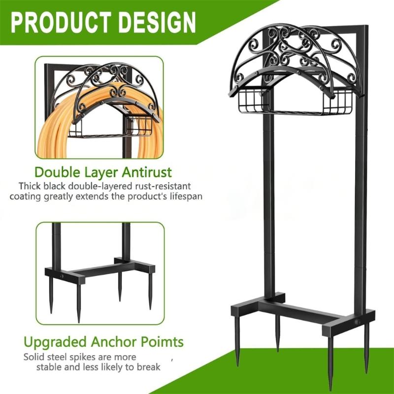 Supporto Robusto in Acciaio al Carbonio per Tubo da Giardino da Esterno Supporto per Tubo dell'Acqua da Giardino per Ganci Decorativi Organizzazione del Cortile