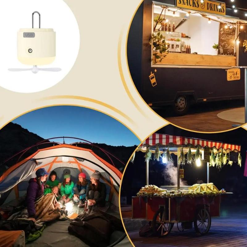 Portable multi-function outdoor spray camping lamp, mosquito killer spray, with small fan, can be hung, can put mosquito repellent, perfume