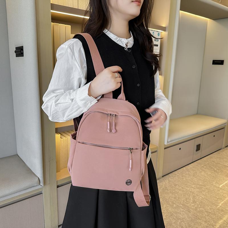 Casual Women's Backpack Lightweight Spring New Style Artistic Pure Color Travel Nylon Street Trend Breathable Small Size Backpack