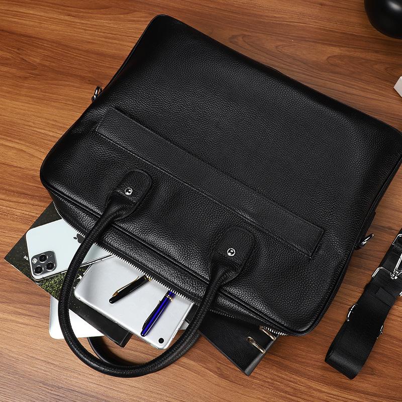 Geantă de mână pentru bărbați din piele naturală, geantă de umăr, geantă crossbody din piele de vacă, casual, pentru computer