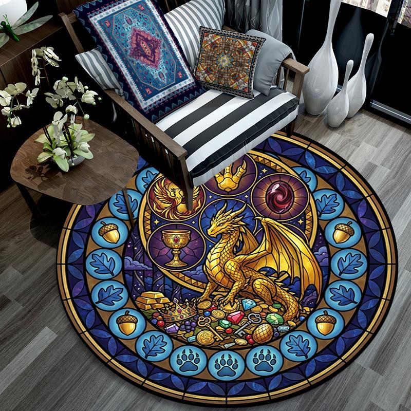 Flamingo Glass Scene Round Area Rug Under Office Chairs Bedroom Living Room Home Decor