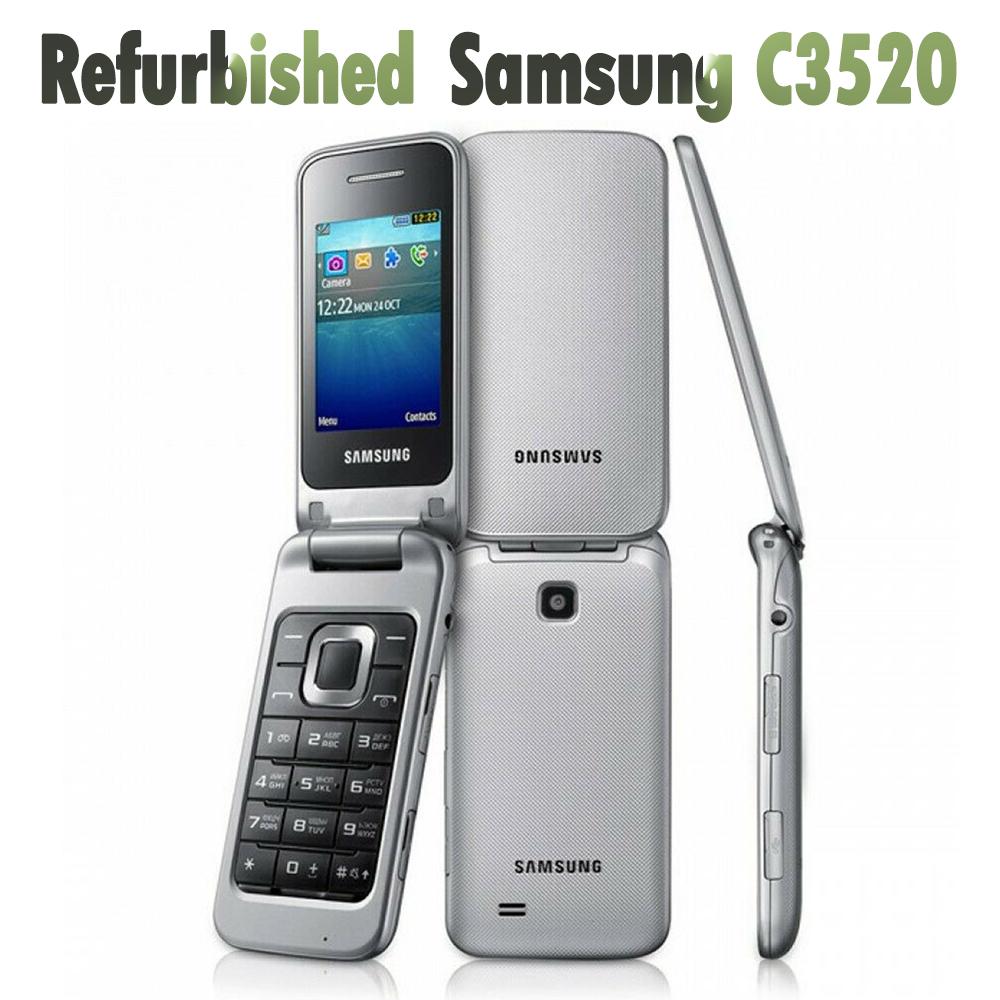 

95% новый Восстановленный Мобильный телефон Samsung C3520 simple set серебряный
