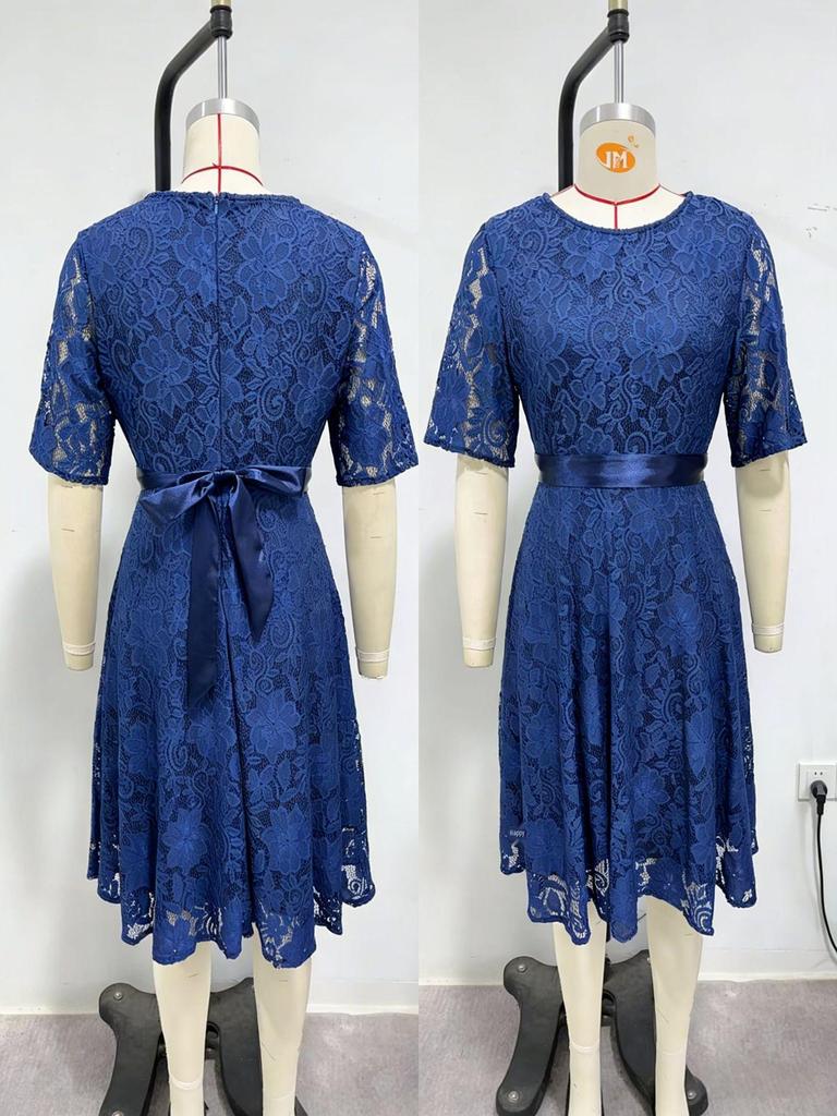 Spring-Summer Lace Slim Fit Bowknot Formal Dress