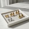 3 Pairs Fashion Glossy Waterdrop Earring Set Chunky Elegant Teardrop Studs for Christmas Gift for Girls