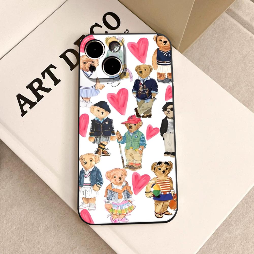

F-Filous Bear Phone Case FOR IPhone 15 pro max 14 11 12 Pro 15 16 Plus 13 Pro MAX XR XS Black Soft Covers iPhone16Pro