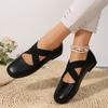 Women's Ballet Flats Cross Elastic Bands Casual Loafers Women Thin Leather Slip-on Scoop Shoes Soft Soles Comfortable Work Shoes