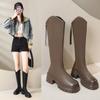 Small Thick-soled Boots Women's 2025 Autumn and Winter New Tall Rear Zipper Boots But Knee Knight Boots Tide