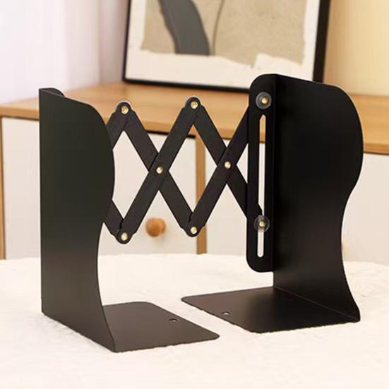 Retractable Bookend Adjustable Desk Book Holder with Non-Slip Base Metal Bracket for Office Home Study