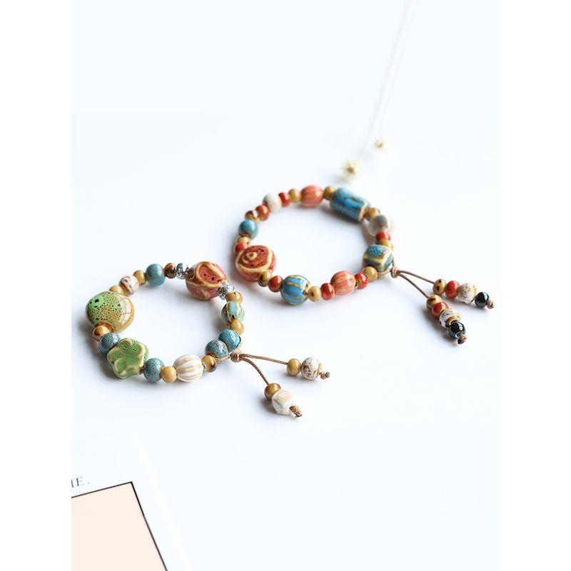 Retro Ceramic Tassel Bracelet Jingdezhen Beaded