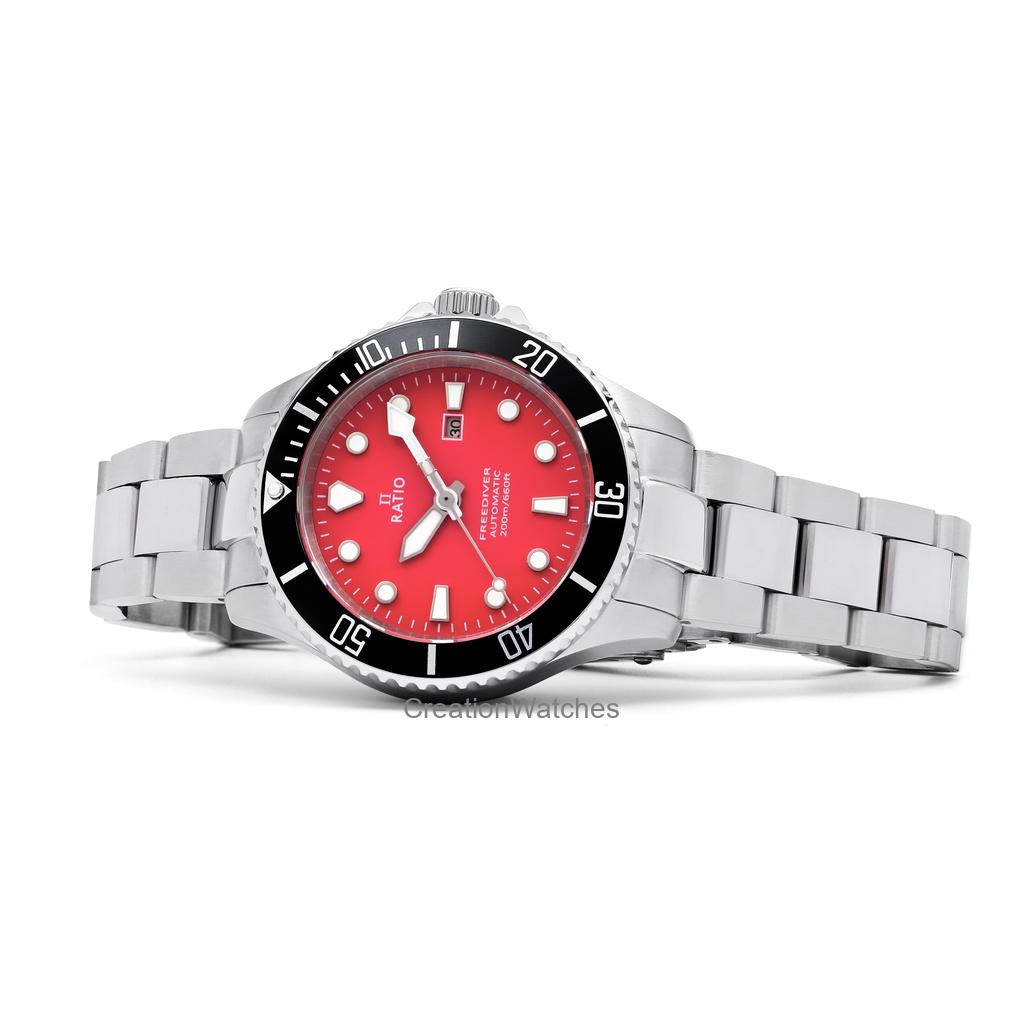 RATIO FreeDiver Sapphire Stainless Steel Red Dial Automatic RTFL836 200M Women's Watch