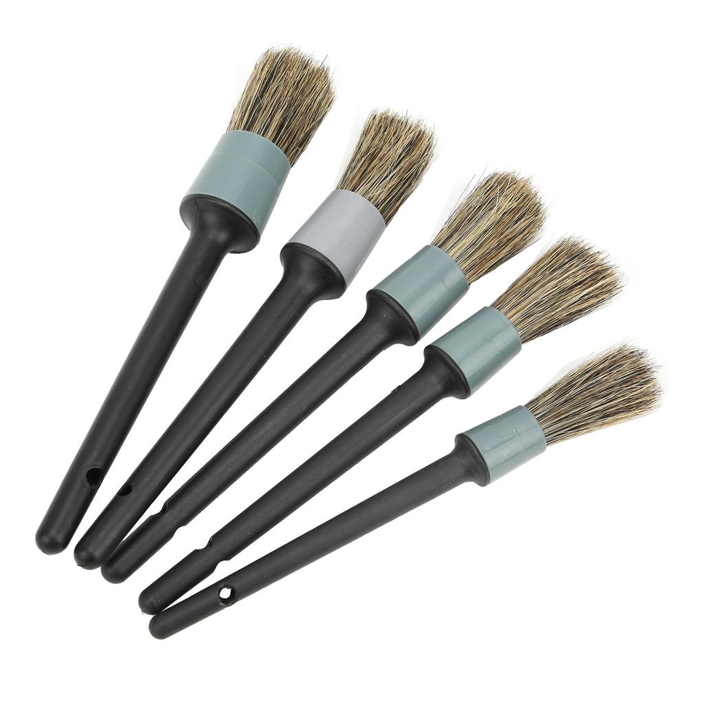 5PCS Car Detailing Brush Kit Dirt Dust Cleaning Tool with Black Handle for Trucks Motorcycles Bicycles