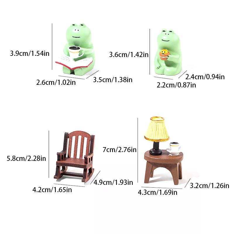 Cartone Animato Rana Sedia a Dondolo Lampada da Tavolo Ornamento Miniature Figurine Accessori Carini Artigianato da Scrivania Ufficio Decorazione Casa