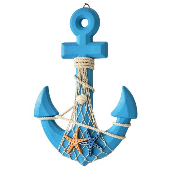 

13-дюймовое морское деревянное настенное искусство с пеньковой веревкой, прибрежная пляжная тема, настенное украшение с ракушками и морскими звездами для дома, ванной комнаты, гостиной, спальни светло-синий