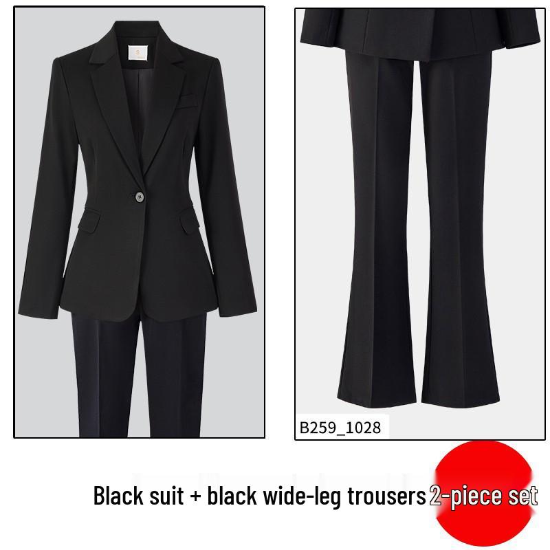 Women's 2025 New Style Dark Blue Padded Professional Suit Set