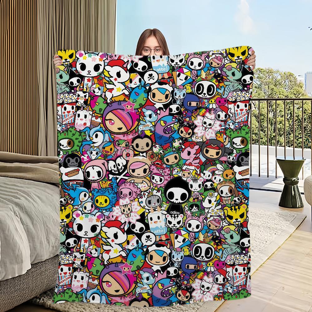 cool cartoon kawaii funny art T-Tokidoki Flannel warm soft plush blanket sofa living room hogar office bedroom travel gift home