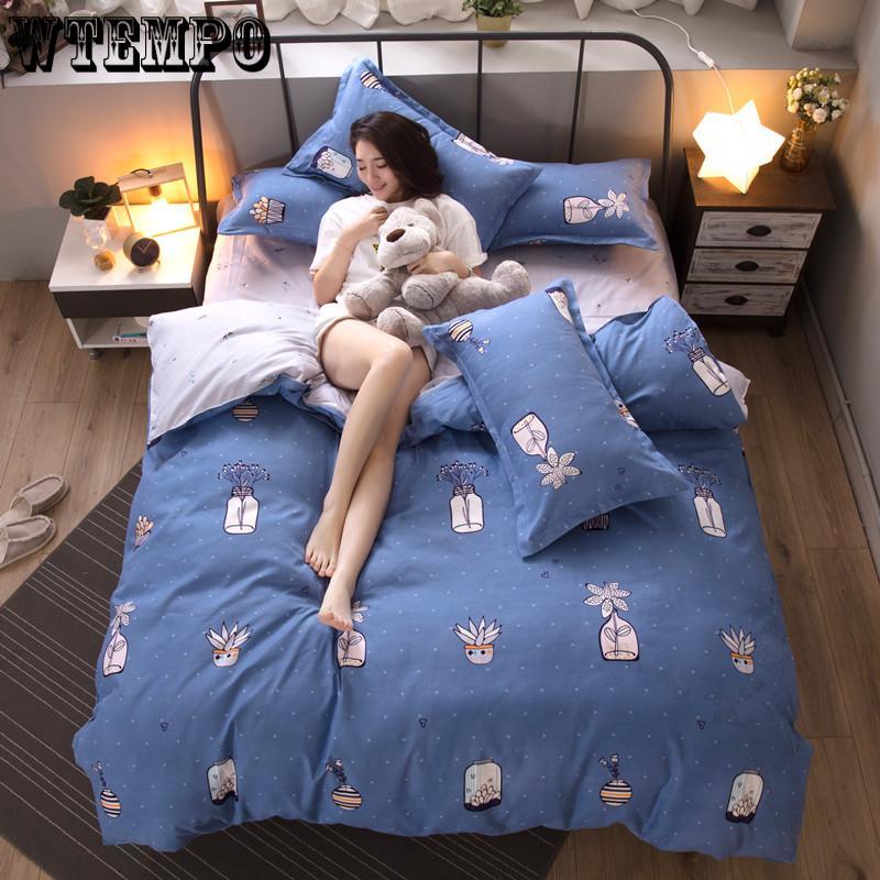 Cotton Bedding Set Sheet Geometric Flat Sheet Pillow Cover Bedding Set Home Decor