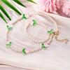 New Fashion Sweet Tulip Flower Necklace Bracelet Set For Women Elegant Pearl Clavicle Chain Necklace Girls Party Jewelry Gift