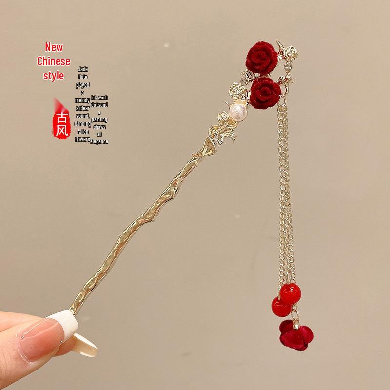 

Китайская заколка-кисточка высокого класса: Ханьфу в древнем стиле, деревянный аксессуар для волос