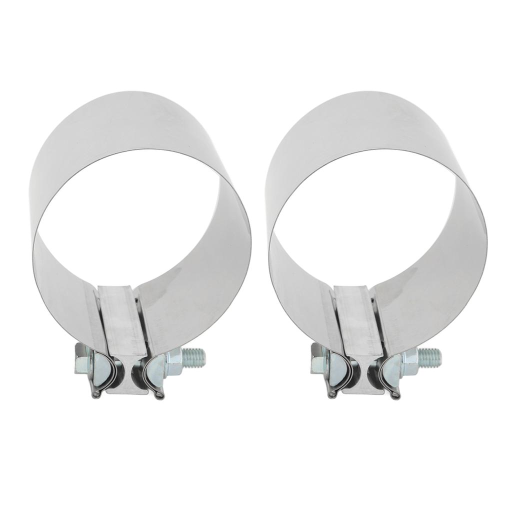 2 Stück Stoßverbindungs-Auspuffhülsenklemmen Edelstahl Schalldämpfer-Bandschellen mit Schrauben für 4-Zoll-Rohr