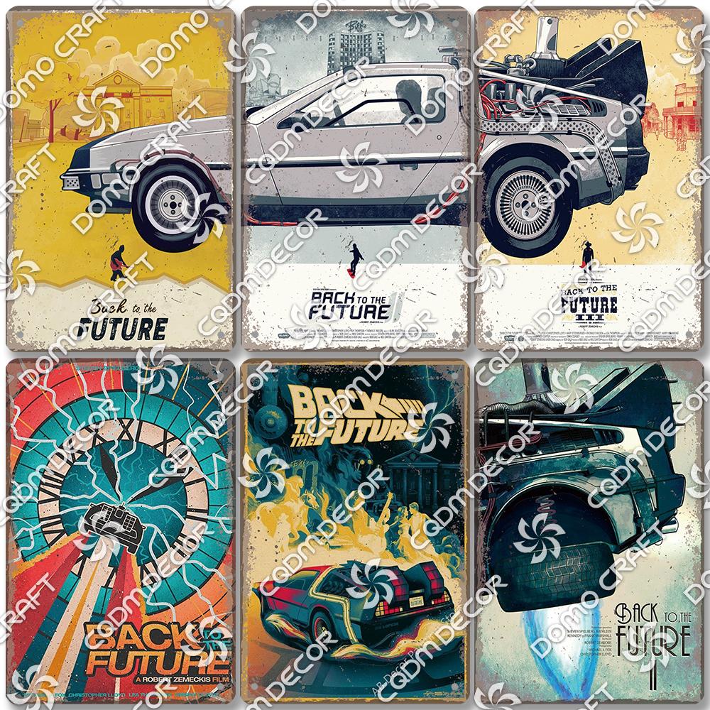 Classic Science Fiction Film Metal Tin Sign, Back to the Future Movie Poster Metal Plates, Cinema Club Cafe Bar Home Wall Decor