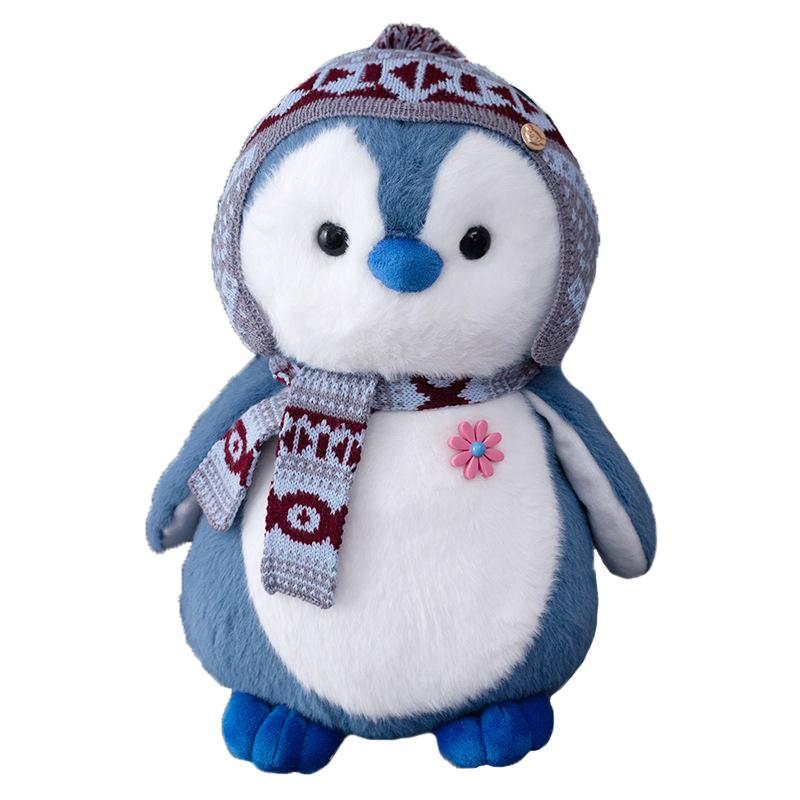 Japanese Little Penguin Doll Cute Christmas Scarf Hat Soothing Doll Plush Toy Girls Children'S Gift