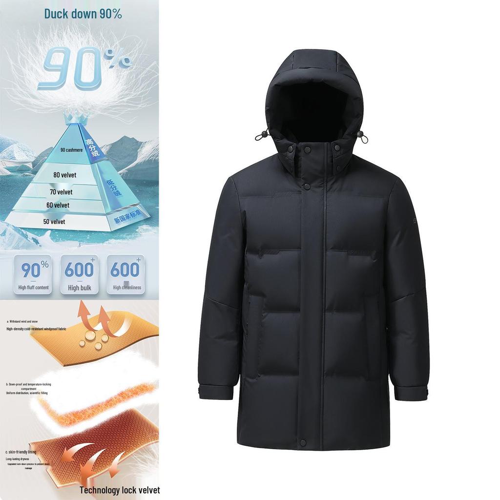 Herren Winter Daunenjacke im Huang Xiaoming Stil - 2025 Warme mittellange Oberbekleidung